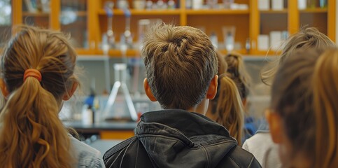 Obraz premium Focused Minds Students Engaged in Learning Stock Image of attentive students watching with curiosity and concentration