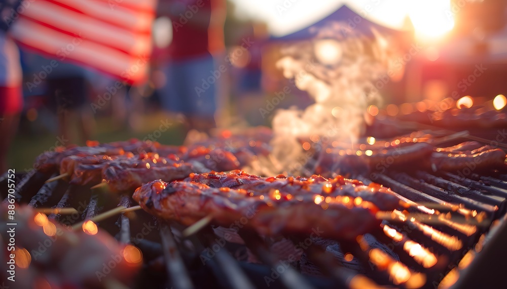 Poster Grilling for Independence Celebration - 4th of July BBQ