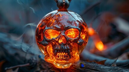 Naklejka premium Burning Skull Pendant.