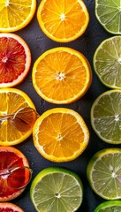 Fototapeta premium Vibrant summer composition with sunglasses and citrus fruits