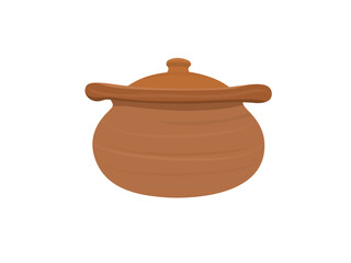 Clay pot on white background.