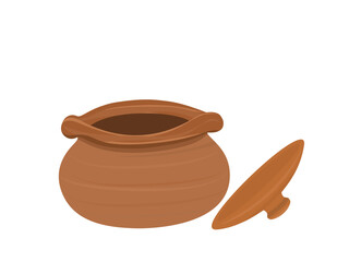 Clay pot on white background.