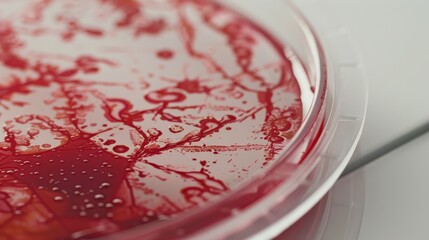Close-up of Petri Dish with Genetically Engineered Bacteria Showing Distinct Growth Patterns