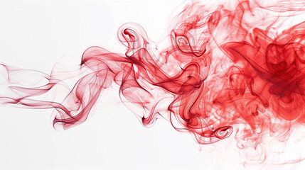 Red smoke on an isolated white background, stock image, HD quality, natural look, bright, simple composition, soft-focused - Generative AI