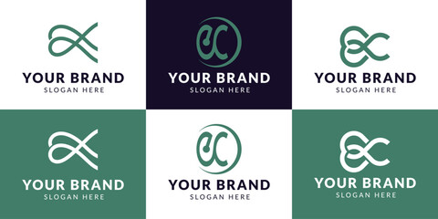 logo collection, Abstract letter E C logo design. icons for business of luxury, elegant, simple
