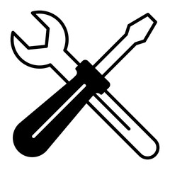 screwdriver icon. black fill icon