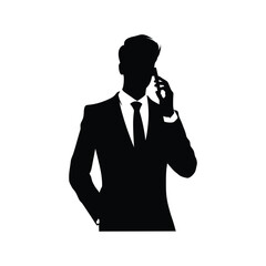 Corporate Professional on Call Silhouette - Business Vector Graphic for Company Websites and Promotional Content