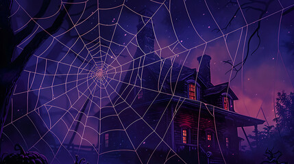 Halloween spider web. Generative AI illustration 