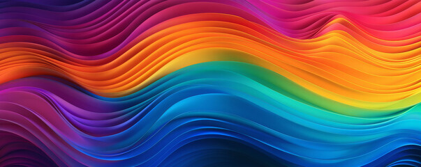 Obraz premium A dynamic rainbow gradient wave background with bold, undulating lines and a seamless transition