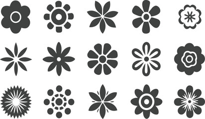 Verious flower  vector set icons silhouettes styel with white background