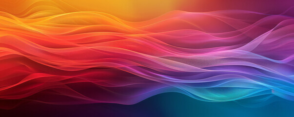 Obraz premium A vibrant rainbow gradient wave design with smooth, undulating curves and a rich blend of colors, from deep reds to bright blues, creating a dynamic and lively background.