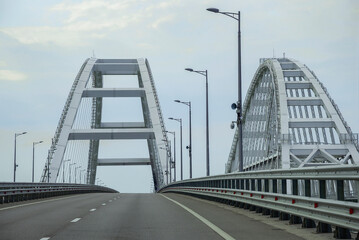 Obraz premium A fragment of the Crimean bridge across the Kerch Strait