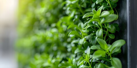 Obraz premium Vertical gardens are a sustainable way to create greener future cities. Concept Urban Gardening, Sustainability, Vertical Farming, Green Cities, Environmental Conservation