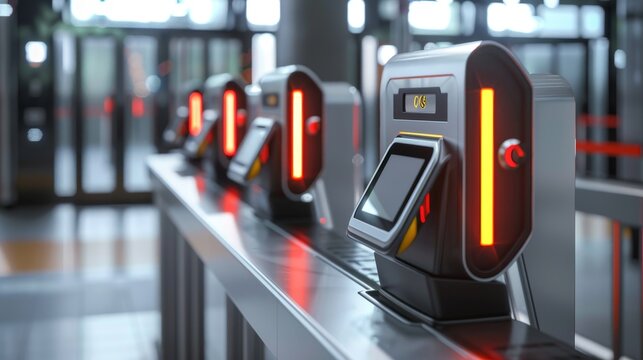 CuttingEdge Biometric Security Facial Recognition Thumbprint Scanners and Secure Turnstiles in HighTech Checkpoint