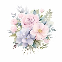 Fototapeta premium Elegant watercolor flowers perfect for greeting cards, invitations, and home decor prints.