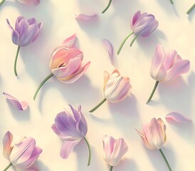 Fototapeta premium Soothing Floral Tapestry with Delicate Calligraphic Accents and Pastel Palette