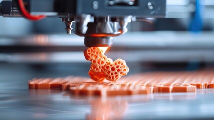 The image shows a modern 3D printer meticulously creating a complex structure, emphasizing the advancement and precision of contemporary 3D printing technology.