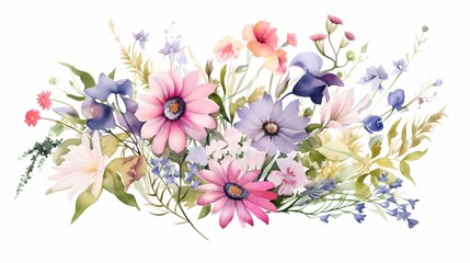Fototapeta premium Elegant watercolor flowers perfect for greeting cards, invitations, and home decor prints.