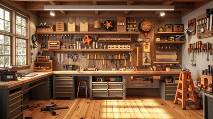 Artisan's Haven Organized Workshop with Handcrafted Treasures on Display