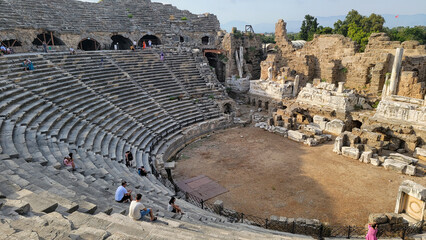 A well-preserved stone amphitheater from ancient times