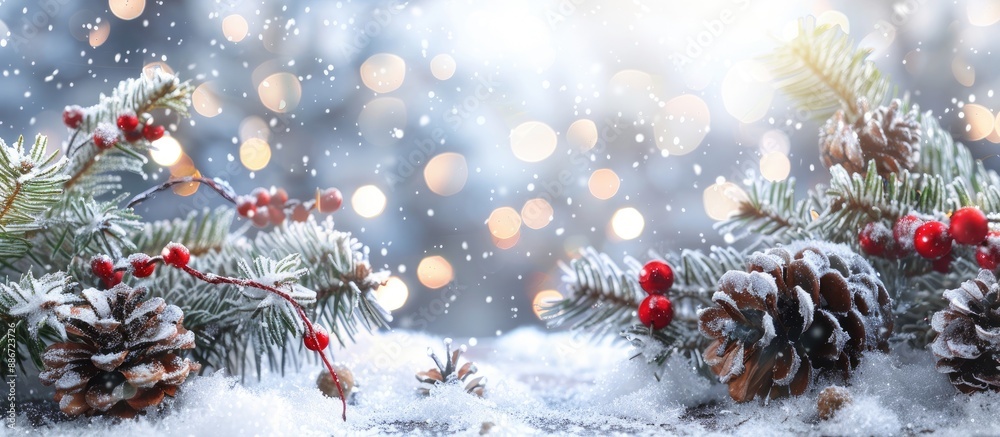 Poster Winter themed Christmas decoration with a chilly ambiance perfect for a festive copy space image