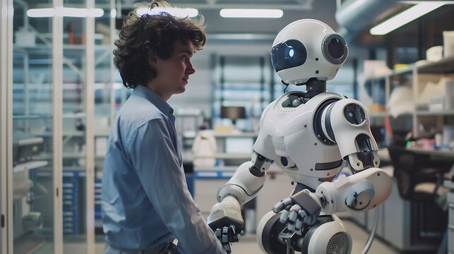 Researchers conducting experiments with autonomous robots