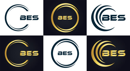 BES logo. B E S design. White BES letter. BES, B E S letter logo design. B E S letter logo design in GOLD, GOLDEN LOGO, THREE, style. letter logo set in one artboard. B E S letter logo vector design.
