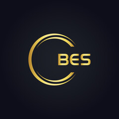 BES logo. B E S design. White BES letter. BES, B E S letter logo design. B E S letter logo design in GOLD, GOLDEN LOGO, THREE, style. letter logo set in one artboard. B E S letter logo vector design.
