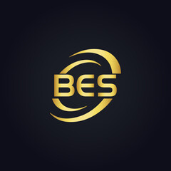 BES logo. B E S design. White BES letter. BES, B E S letter logo design. B E S letter logo design in GOLD, GOLDEN LOGO, THREE, style. letter logo set in one artboard. B E S letter logo vector design.