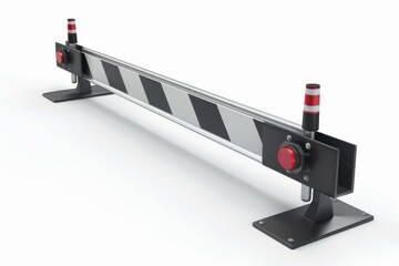 Traffic barrier in minimalist 4k 3D render for driver, showcasing road safety equipment on isolate white background