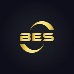 BES logo. B E S design. White BES letter. BES, B E S letter logo design. B E S letter logo design in GOLD, GOLDEN LOGO, THREE, style. letter logo set in one artboard. B E S letter logo vector design.