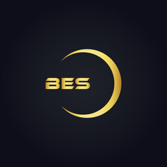 BES logo. B E S design. White BES letter. BES, B E S letter logo design. B E S letter logo design in GOLD, GOLDEN LOGO, THREE, style. letter logo set in one artboard. B E S letter logo vector design.
