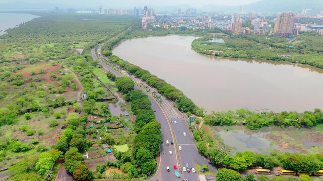 Drone shot navi mumbai cityscape