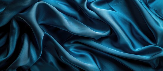 Fototapeta premium High resolution photograph of a silk fabric in deep Bondi blue suitable for a postcard background with a design space for decoration or wall decor featuring copy space image