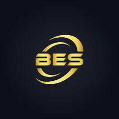 BES logo. B E S design. White BES letter. BES, B E S letter logo design. B E S letter logo design in GOLD, GOLDEN LOGO, THREE, style. letter logo set in one artboard. B E S letter logo vector design.