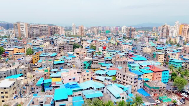 Mumbai city drone shot dharavi slum