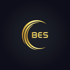BES logo. B E S design. White BES letter. BES, B E S letter logo design. B E S letter logo design in GOLD, GOLDEN LOGO, THREE, style. letter logo set in one artboard. B E S letter logo vector design.