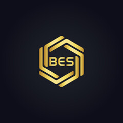 BES logo. B E S design. White BES letter. BES, B E S letter logo design. B E S letter logo design in GOLD, GOLDEN LOGO, THREE, style. letter logo set in one artboard. B E S letter logo vector design.