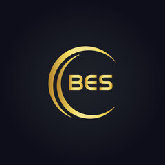 BES logo. B E S design. White BES letter. BES, B E S letter logo design. B E S letter logo design in GOLD, GOLDEN LOGO, THREE, style. letter logo set in one artboard. B E S letter logo vector design.