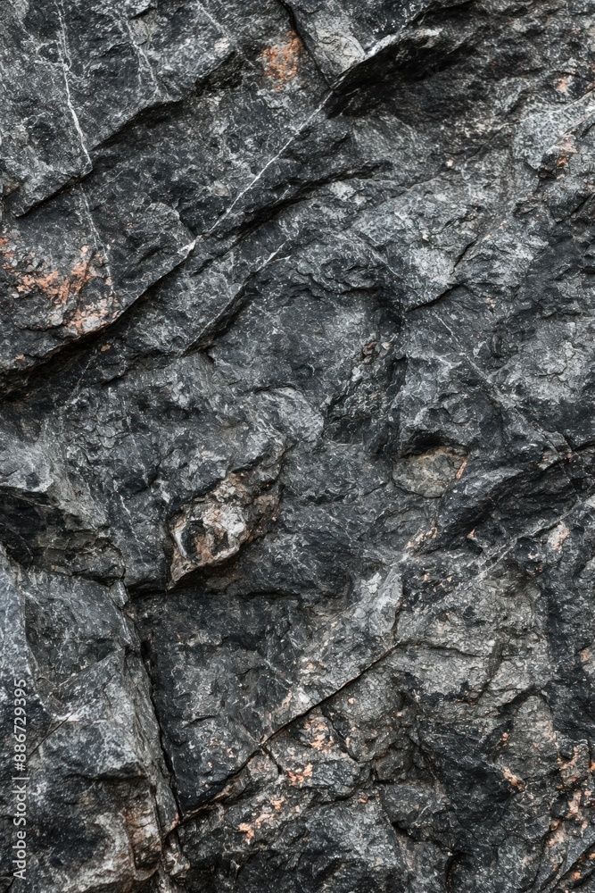 Aufkleber Rocky texture background with gray color patches of brown orange. Close-up view of rough stone surface on beige background. Perfect for tech eco design concepts, architecture, and interior decoration.