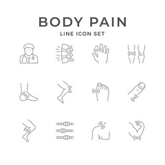 Set line icons of body pain