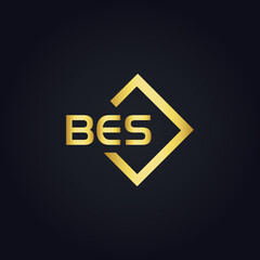 BES logo. B E S design. White BES letter. BES, B E S letter logo design. B E S letter logo design in GOLD, GOLDEN LOGO, THREE, style. letter logo set in one artboard. B E S letter logo vector design.