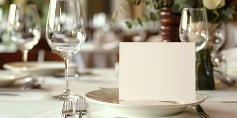 Blank Place Card on a Table Setting