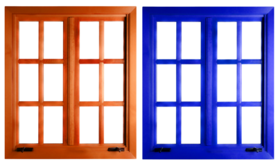 Modern and minimal house window for interior decoration isolated on background, open office glass window frame.