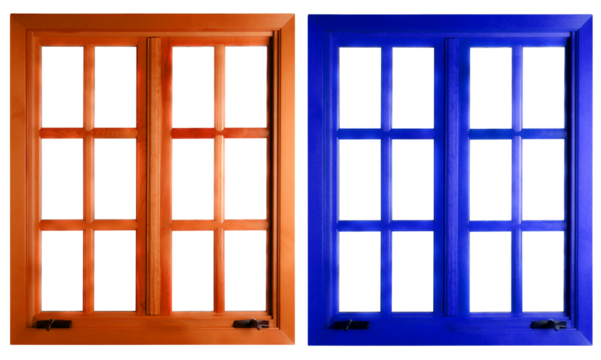 Modern and minimal house window for interior decoration isolated on background, open office glass window frame.