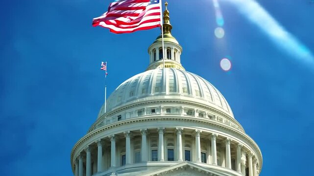 American government with USA flag