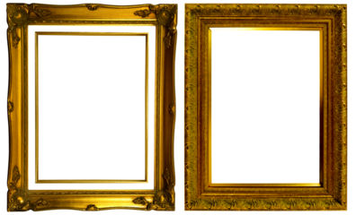 picture frame png , Set of golden frames - Isolated transparent PNG background - Premium pen tool cutout