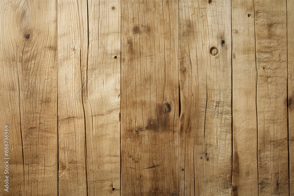 Poster wooden surface with knots and cracks texture. close-up view of wooden board with brown color. imperf