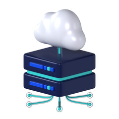 3D Cloud Data Server Icon Illustration