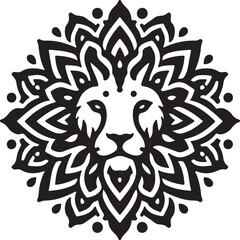 simple mandala lion face silhouette vector design